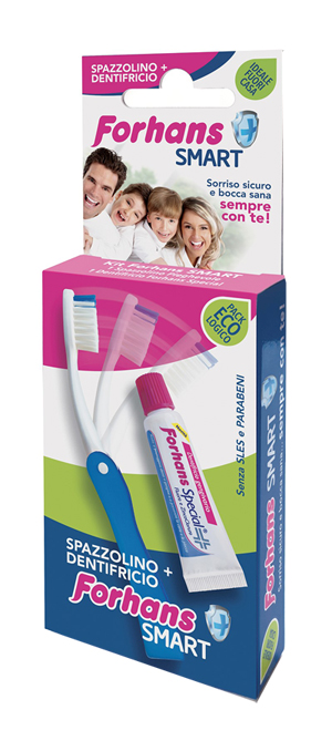 FORHANS SMART KIT IGIENE ORALE SPAZZOLINO PIEGHEVOLE + DENTIFRICIO 12 ML - Farmapre