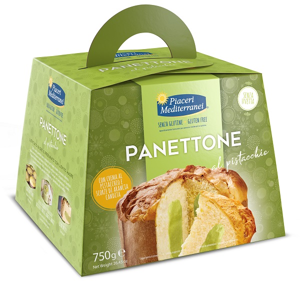 PIACERI MEDITERRANEI PANETTONE AL PISTACCHIO 750 G - Farmapre