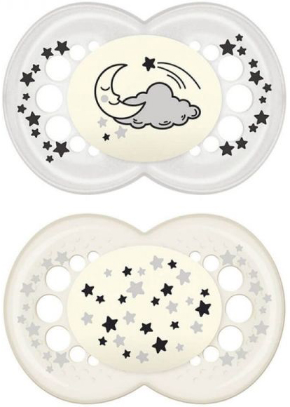 MAM SUCCHIETTO ORIGINAL NIGHT 6+ MESI SILICONE NEUTRO 2 PEZZI - Farmapre