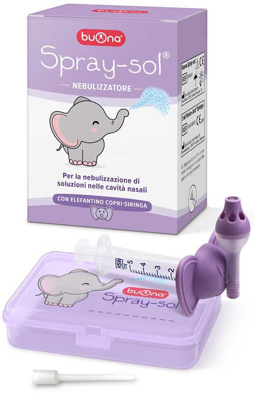 BUONA SPRAY-SOL NEBULIZZATORE SPRAY SOL + AGO CANNULA + SIRINGA LUER LOCK DA 5 ML + ELEFANTINO COPRI-SIRINGA + CONTENITORE - Farmapre
