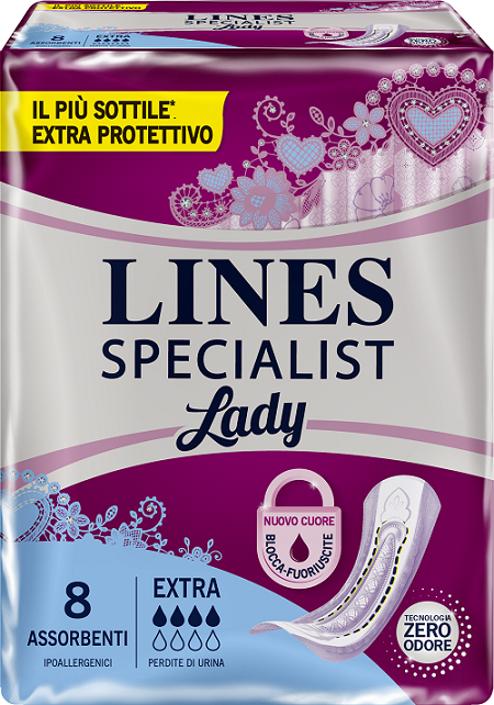 ASSORBENTI LINES SPECIALIST LADY EXTRA IPOALLERGENICI 8 PEZZI - Farmapre