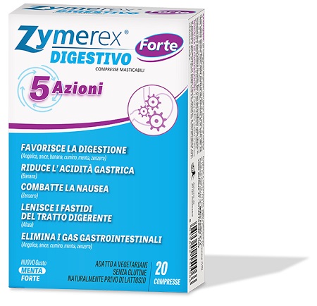 ZYMEREX DIGESTIVO FORTE 5 AZIONI 20 COMPRESSE MASTICABILI - Farmapre
