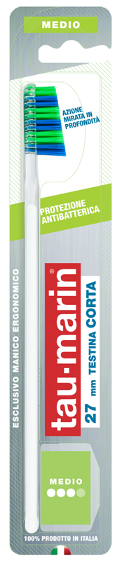 TAUMARIN PROFESSIONAL SPAZZOLINO 27 MEDIO TESTINA CORTA PROTEZIONE ANTIBATTERICA - Farmapre