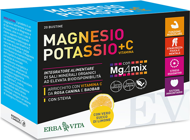 MAGNESIO POTASSIO +C VITAMINA GUSTO LIMONE 20 BUSTINE DA 3,8 G - Farmapre