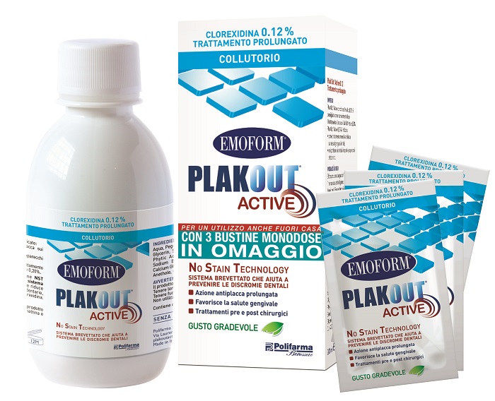 EMOFORM PLAKOUT ACTIVE 0,12% 200 ML + 3 BUSTE - Farmapre
