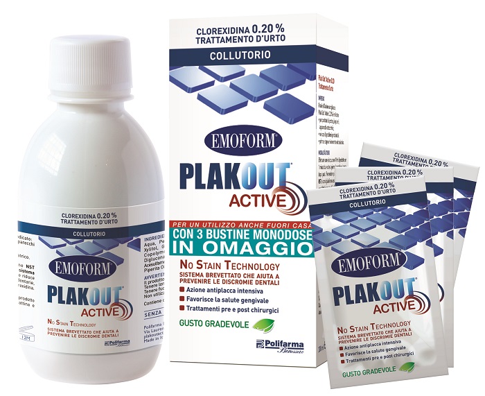 EMOFORM PLAK OUT ACTIVE 0,20% 200 ML + 3 BUSTE - Farmapre