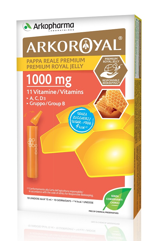 ARKOROYAL PAPPA REALE 1000 MG + VITAMINE SENZA ZUCCHERO 10 FIALE - Farmapre