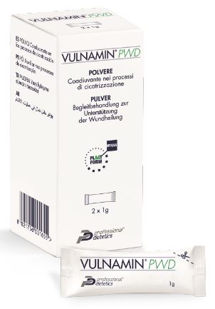 VULNAMIN PWD MEDICAZIONE INTERATTIVA IN POLVERE DI SODIO JALURONATO E AMINOACIDI 2 STICK PACK - Farmapre