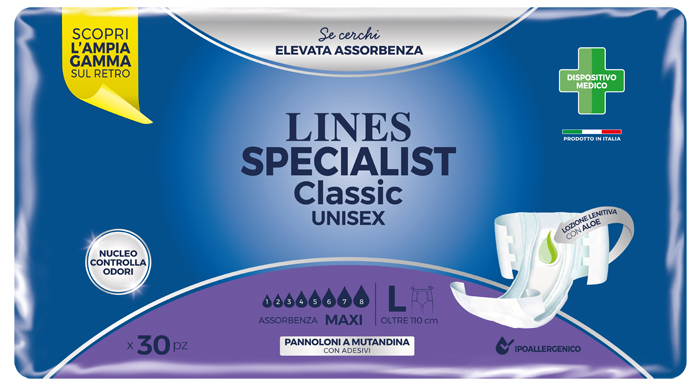 LINES SPECIALIST CLASSIC PANNOLONE MUTANDA MAXI LARGE 30 PEZZI - Farmapre