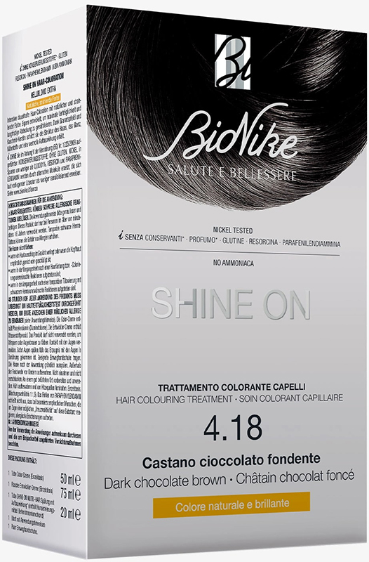 SHINE ON CASTANO CIOCCOLATO FONDENTE 4,18 FLACONE 75 ML + TUBO 50 ML - Farmapre