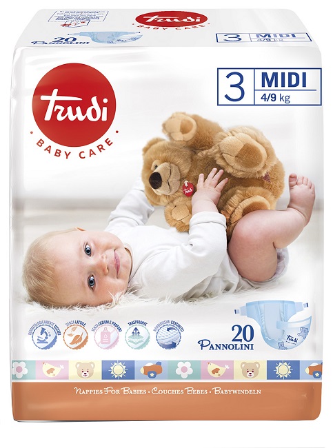 TRUDI BABY CARE PANNOLINO BAMBINI MIDI 4/9 KG 20 PEZZI - Farmapre