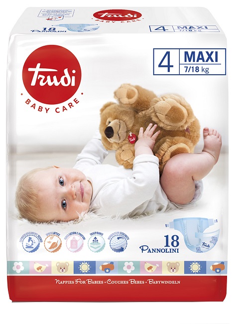 TRUDI BABY CARE PANNOLINO BAMBINI MAXI 7/18 KG 18 PEZZI - Farmapre