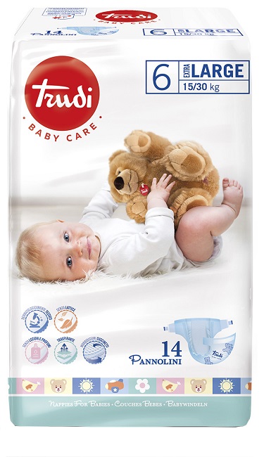 TRUDI BABY CARE PANNOLINO BAMBINI EXTRALARGE 15/30 KG 14 PEZZI - Farmapre