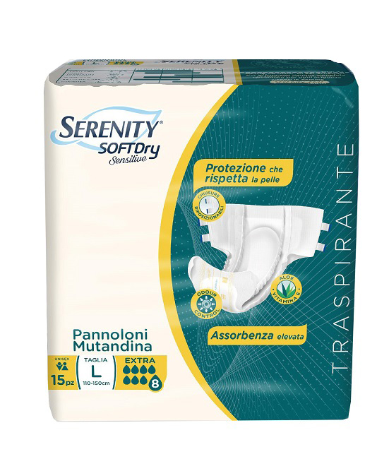 PANNOLONE MUTANDINA SERENITY SD SENSITIVE EXTRA L 15 PEZZI - Farmapre