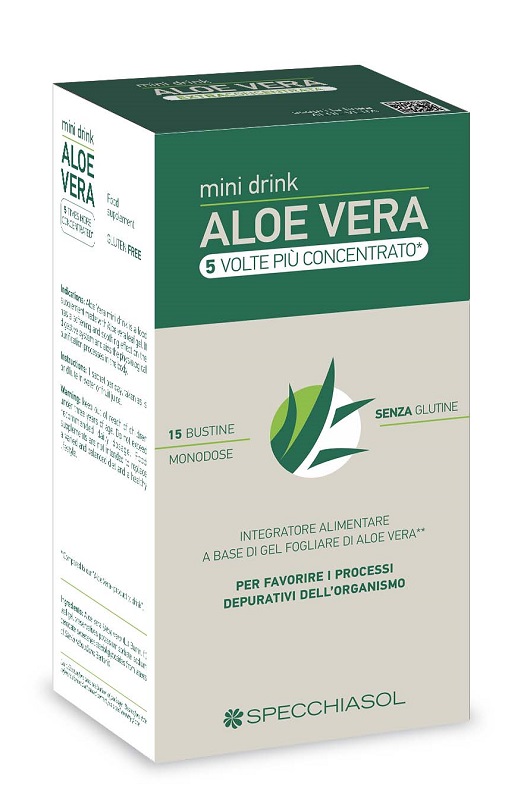 ALOE VERA MINI DRINK 5 VOLTE PIU' CONCENTRATO 15 BUSTINE DA 10 ML - Farmapre