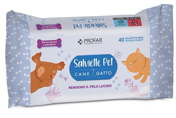 PROFAR SALVIETTE PET DETERGENTE TALCO 40 PEZZI MAXI - Farmapre