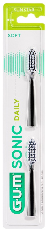 GUM SONIC DAILY SPAZZOLINO BATTERIA REFILL BLACK 2 PEZZI - Farmapre