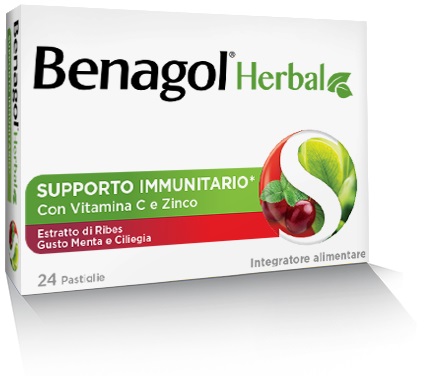 BENAGOL HERBAL MENTA E CILIEGIA 24 PASTIGLIE - Farmapre