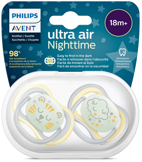 AVENT ULTRA AIR NIGHTTIME CIUCCIO ORTODONTICO 18 MESI+ 2 PEZZI - Farmapre