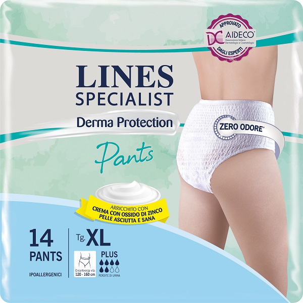 PANNOLONE PER INCONTINENZA LINES SPECIALIST DERMA PANTS PLUS XL 14 PEZZI - Farmapre