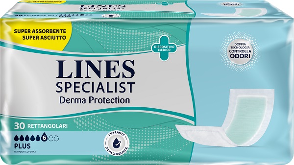 PANNOLONE PER INCONTINENZA LINES SPECIALIST DERMA RETTANGOLARE 30 PEZZI - Farmapre
