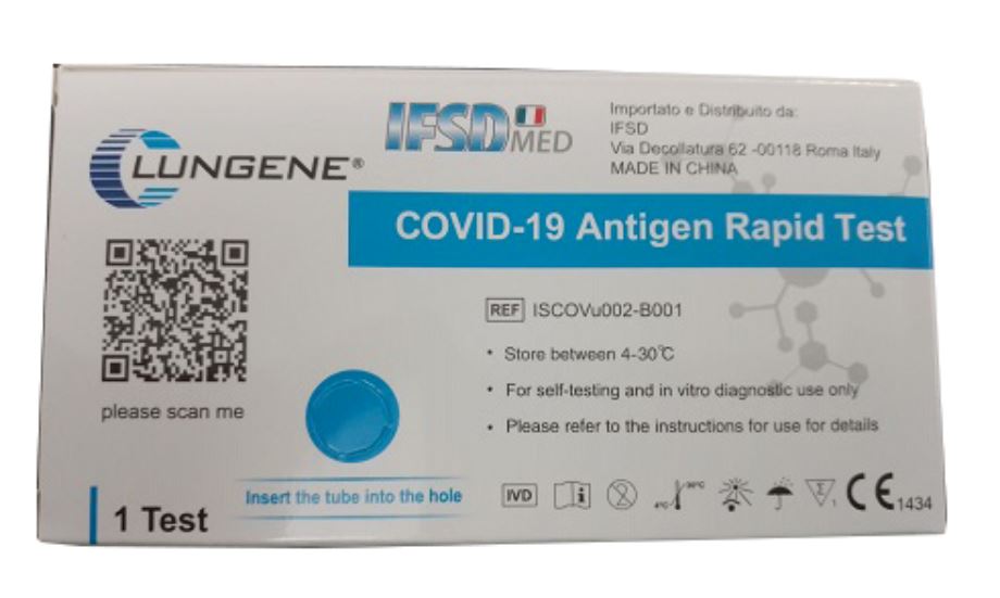 TEST ANTIGENICO RAPIDO COVID-19 CLUNGENE AUTODIAGNOSTICO DETERMINAZIONE QUALITATIVA ANTGENI SARS-COV-2 IN TAMPONI NASALI MEDIANTE IMMUNOCROMATOGRAFIA - Farmapre
