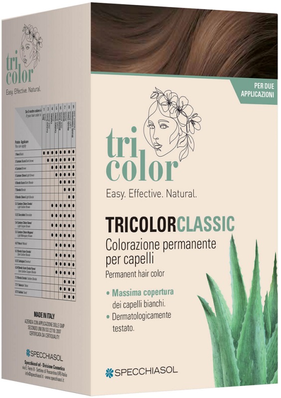 TRICOLOR CLASSIC 5,32 CIOCCOLATO 2 TUBI 50 ML + 2 SHAKER 50 ML + 4 BUSTINE 8 ML - Farmapre
