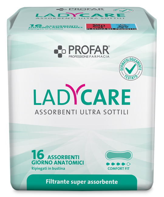 LADYCARE ASSORBENTI GIORNO ANATOMICI 16 PEZZI PROFAR - Farmapre