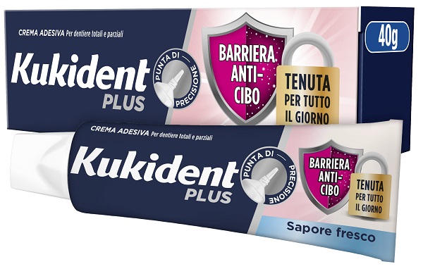 KUKIDENT PLUS BARRIERA ANTI-CIBO FRESCO CREMA ADESIVA DENTIERE 40 G - Farmapre