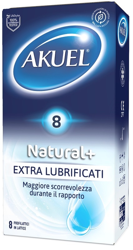 PROFILATTICO AKUEL NATURAL+ EXTRALUBRIFICATO 8 PEZZI - Farmapre