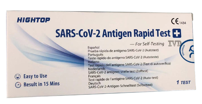 TEST ANTIGENICO RAPIDO COVID-19 HIGHTOP AUTODIAGNOSTICO DETERMINAZIONE QUALITATIVA ANTIGENI SARS-COV-2 IN TAMPONI NASALI MEDIANTE IMMUNOCROMATOGRAFIA - Farmapre