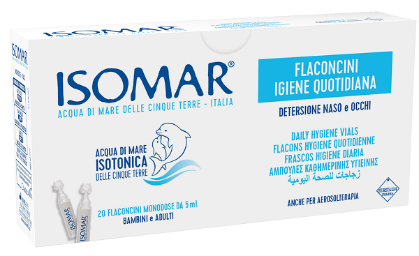ISOMAR SOLUZIONE ISOTONICA ACQUA MARE IGIENE QUOTIDIANA 20 FLACONCINI MONODOSE 5 ML - Farmapre