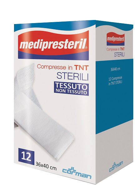 GARZA COMPRESSA MEDIPRESTERIL TNT 36X40CM 12 PEZZI - Farmapre