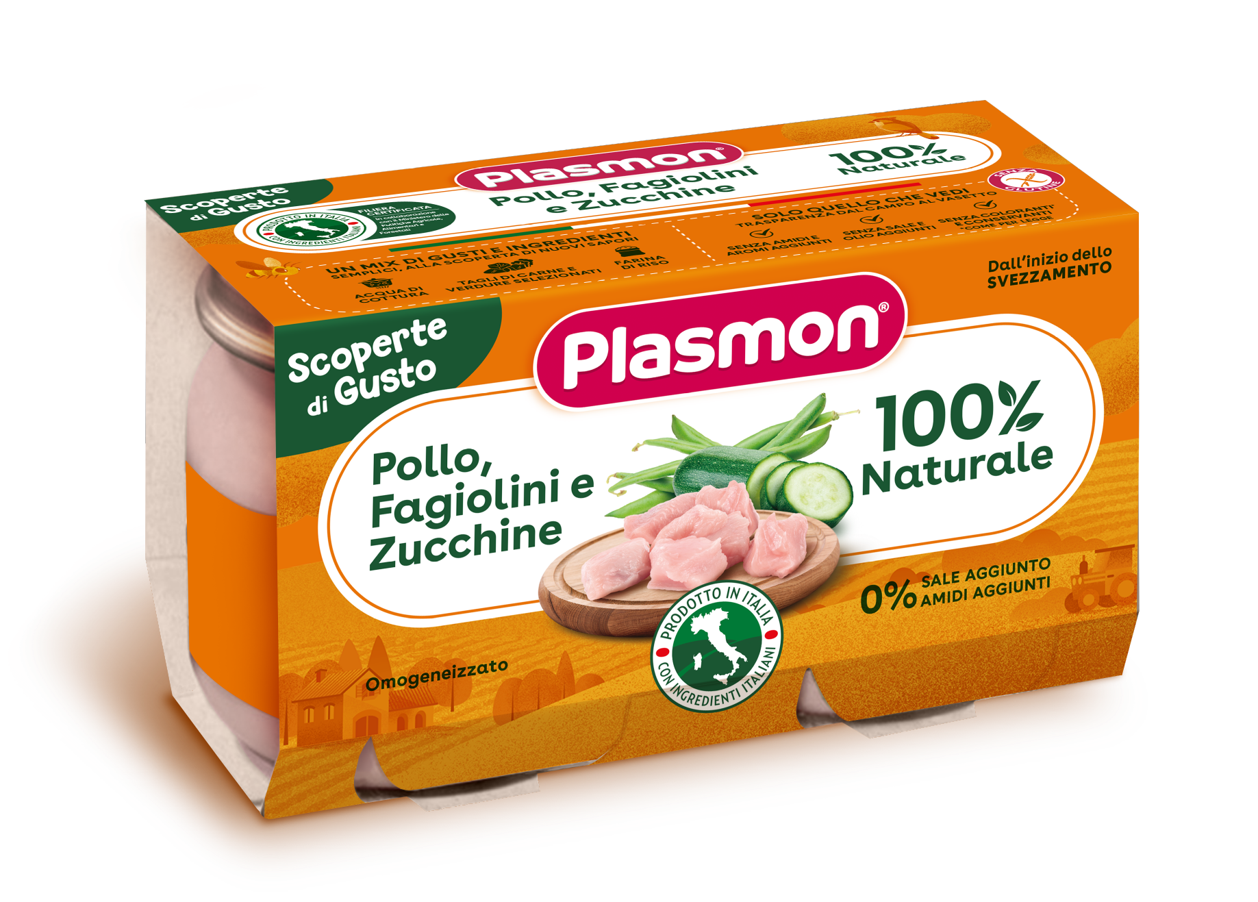 PLASMON OMOGENEIZZATI POLLO FAGIOLINI ZUCCHINE 2 PEZZI DA 120 G - Farmapre
