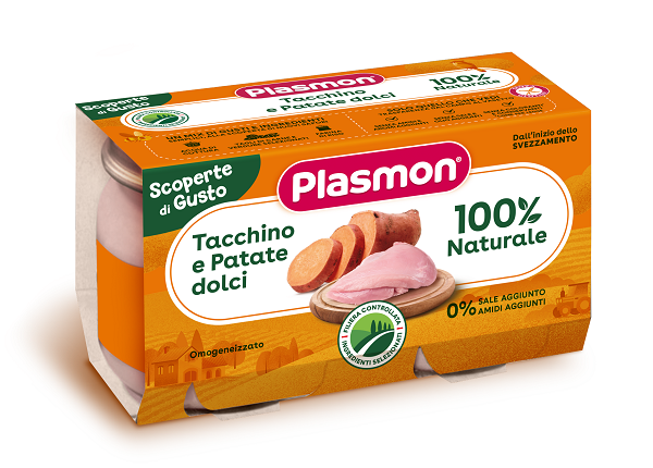 PLASMON OMOGENEIZZATI TACCHINO PATATE DOLCI 2 PEZZI DA 120 G - Farmapre