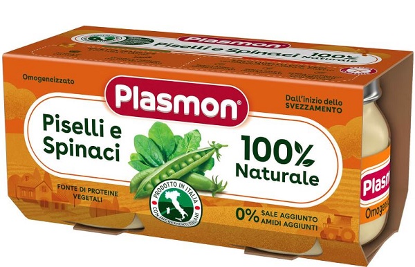 PLASMON OMOGENEIZZATO PISELLI SPINACI 2 PEZZI DA 80 G - Farmapre