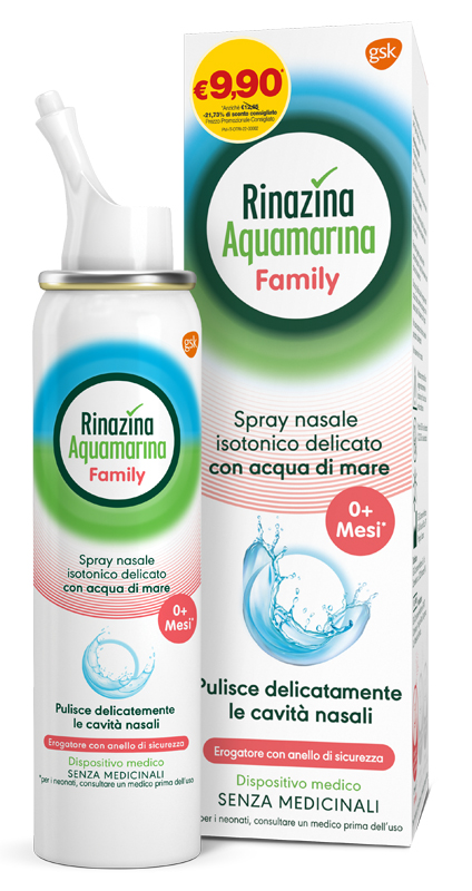 SPRAY NASALE ISOTONICO RINAZINA AQUAMARINA FAMILY PROMO 100 ML - Farmapre