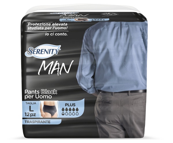 PANNOLINO SERENITY MAN PANTS BLACK TAGLIA LARGE 12 PEZZI - Farmapre