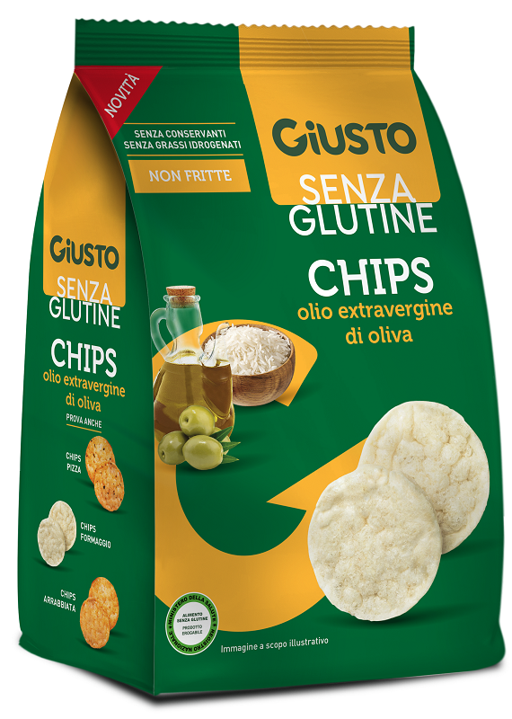 GIUSTO SENZA GLUTINE CHIPS OLIO EXTRAVERGINE DI OLIVA 40 G - Farmapre