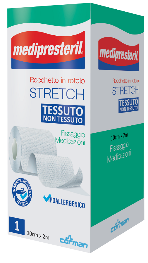 MEDIPRESTERIL ROCCHETTO ROTOLO STRETCH TESSUTO NON TESSUTO 10 CM X 200 CM - Farmapre
