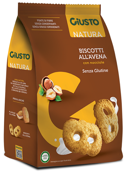 GIUSTO SENZA GLUTINE BISCOTTI AVENA CON NOCCIOLE 250 G - Farmapre