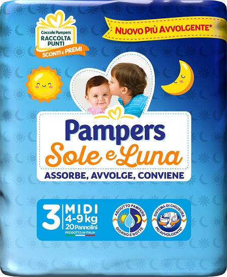 PAMPERS SOLE LUNA MIDIDI 20 PEZZI - Farmapre