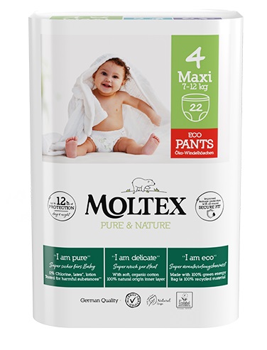 MOLTEX PURE&NATURE PANTS MAXI TAGLIA 4 7-12 KG 22 PEZZI - Farmapre