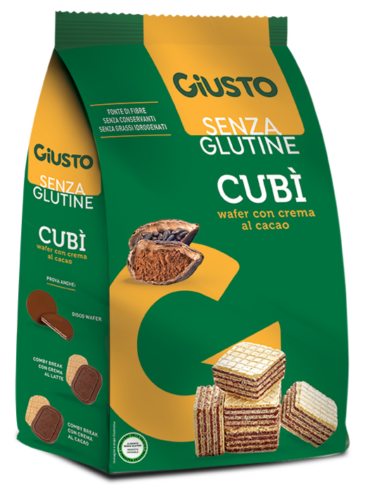 GIUSTO SENZA GLUTINE CUBI' WAFER CACAO 250 G - Farmapre