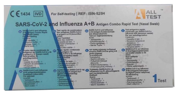 TEST ANTIGENICO RAPIDO COVID-19 ALLTEST AUTODIAGNOSTICO DETERMINAZIONE QUALITATIVA ANTIGENI SARS-COV-2 E INFLUENZA A+B IN TAMPONI NASALI - Farmapre