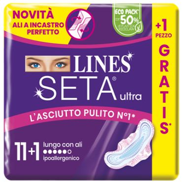 LINES SETA ULTRA ASSORBENTI LUNGO ALI CP 11+1 PEZZI - Farmapre