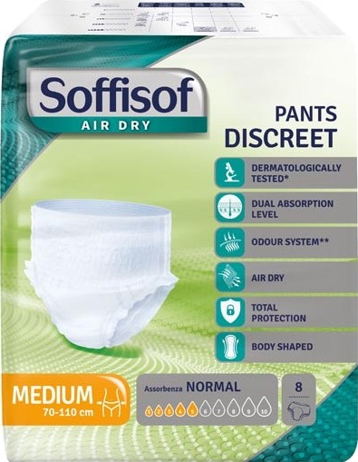 PANNOLONE SOFFISOF AIR DRY PANTS DISCREET MEDIUM 8 PEZZI - Farmapre
