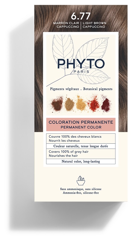 COLOR KIT 6,77 MARRONE CHIARO CAPPUCCINO LATTE RIVELATORE 50 ML + CREMA COLORANTE 50 ML + MASCHERA PROTETTIVA COLORE 12 ML + GUANTI - Farmapre