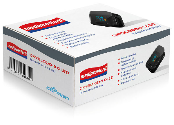 MEDIPRESTERIL OXYBLOOD-3 OLED PULSOSSIMETRO DA DITO - Farmapre