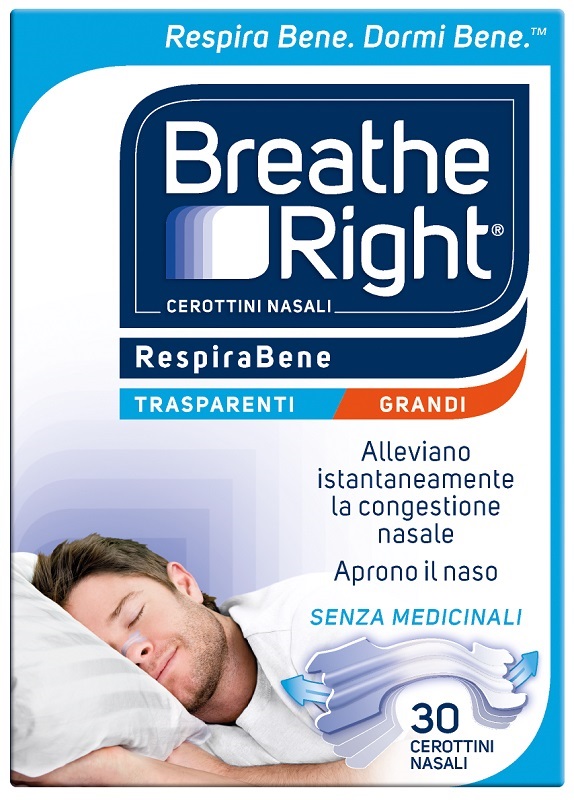 CEROTTI NASALI BREATHE RIGHT TRASPARENTI GRANDI 30 PEZZI - Farmapre